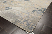 6x9 Beige, Gray, Blue Color Hand Knotted Sherpa Wool & Bamboo Silk Transitional Oriental Rug