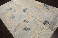 6x9 Beige, Gray, Blue Color Hand Knotted Sherpa Wool & Bamboo Silk Transitional Oriental Rug