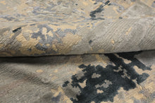 6x9 Beige, Gray, Blue Color Hand Knotted Sherpa Wool & Bamboo Silk Transitional Oriental Rug