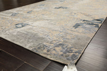 6x9 Beige, Gray, Blue Color Hand Knotted Sherpa Wool & Bamboo Silk Transitional Oriental Rug