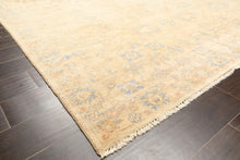 6x9 Beige, Aqua, Light Blue Color Hand Knotted Oushak Wool Transitional Oriental Rug