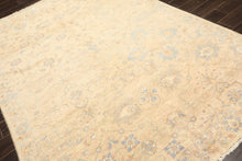 6x9 Beige, Aqua, Light Blue Color Hand Knotted Oushak Wool Transitional Oriental Rug