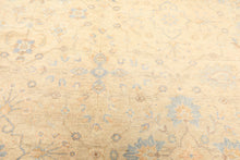 6x9 Beige, Aqua, Light Blue Color Hand Knotted Oushak Wool Transitional Oriental Rug
