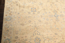 6x9 Beige, Aqua, Light Blue Color Hand Knotted Oushak Wool Transitional Oriental Rug