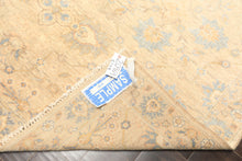 6x9 Beige, Aqua, Light Blue Color Hand Knotted Oushak Wool Transitional Oriental Rug
