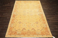 6x9 Warm Beige, Light Gold, Caramel Color Hand Knotted Oushak New Zealand Wool Traditional Oriental Rug