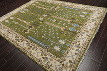 LoomBloom 8'x10' Green Hand Knotted Arts & Crafts Oushak Traditional William Morris Wool Oriental Area Rug