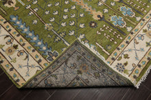 LoomBloom 8'x10' Green Hand Knotted Arts & Crafts Oushak Traditional William Morris Wool Oriental Area Rug