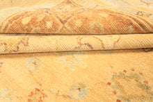 6x9 Warm Beige, Light Gold, Caramel Color Hand Knotted Oushak New Zealand Wool Traditional Oriental Rug