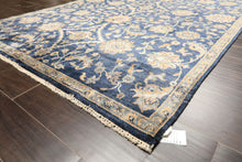 6x9 Navy, Gray, Moss Color Hand Knotted Oushak Viscose Traditional Oriental Rug