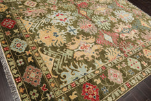 LoomBloom 8'x10' Green Hand Knotted Arts & Crafts Oushak Transitional  Wool Oriental Area Rug