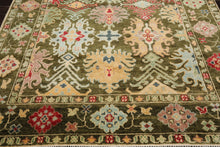 LoomBloom 8'x10' Green Hand Knotted Arts & Crafts Oushak Transitional  Wool Oriental Area Rug