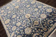 6x9 Navy, Gray, Moss Color Hand Knotted Oushak Viscose Traditional Oriental Rug