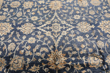 6x9 Navy, Gray, Moss Color Hand Knotted Oushak Viscose Traditional Oriental Rug