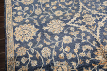 6x9 Navy, Gray, Moss Color Hand Knotted Oushak Viscose Traditional Oriental Rug
