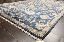 6x9 Navy, Gray, Moss Color Hand Knotted Oushak Viscose Traditional Oriental Rug