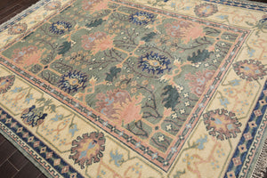 LoomBloom 8'x10' Sage Hand Knotted Donegal  Arts & Crafts/Mission  Wool Oriental Area Rug