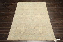 6x9 Beige, Gray, Taupe Color Hand Knotted Oushak Wool Transitional Oriental Rug