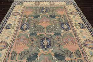 LoomBloom 8'x10' Sage Hand Knotted Donegal  Arts & Crafts/Mission  Wool Oriental Area Rug