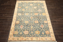 6x9 Teal, Green, Ivory Color Hand Knotted Oushak Wool Traditional Oriental Rug