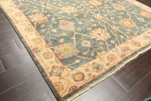 6x9 Teal, Green, Ivory Color Hand Knotted Oushak Wool Traditional Oriental Rug