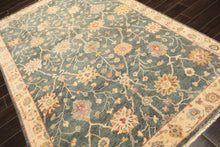6x9 Teal, Green, Ivory Color Hand Knotted Oushak Wool Traditional Oriental Rug