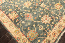 6x9 Teal, Green, Ivory Color Hand Knotted Oushak Wool Traditional Oriental Rug