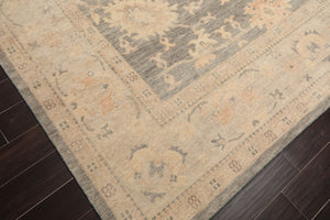 LoomBloom Multi Size Gray Hand Knotted Oushak  Stone Wash Wool Oriental Area Rug