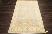 6x9 Gray, Slate, Ivory Color Hand Knotted Oushak Wool Transitional Oriental Rug