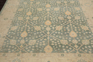 LoomBloom Multi Size Green Hand Knotted Oushak  Stone Wash Wool Oriental Area Rug