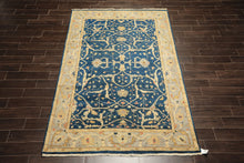 6x9 Navy, Slate, Beige Color Hand Knotted Oushak Wool Traditional Oriental Rug