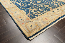 6x9 Navy, Slate, Beige Color Hand Knotted Oushak Wool Traditional Oriental Rug