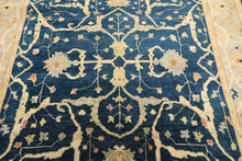 6x9 Navy, Slate, Beige Color Hand Knotted Oushak Wool Traditional Oriental Rug
