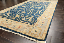 6x9 Navy, Slate, Beige Color Hand Knotted Oushak Wool Traditional Oriental Rug