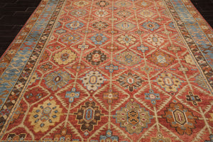 LoomBloom Multi Size Burnt Orange Hand Knotted Arts & Crafts Oushak Transitional Geometric Wool Oriental Area Rug