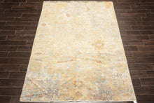 6x9 Beige, Aqua, Taupe Color Hand Knotted Sherpa Viscose Modern & Contemporary Oriental Rug