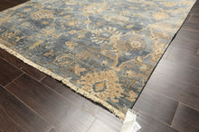 6x9 Slate, Blue, Beige Color Hand Knotted Oushak Wool Transitional Oriental Rug