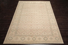 LoomBloom Multi Size Beige Hand Knotted Oushak Transitional GeometricStone Wash Wool Oriental Area Rug