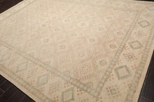 LoomBloom Multi Size Beige Hand Knotted Oushak Transitional GeometricStone Wash Wool Oriental Area Rug