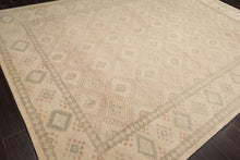 LoomBloom Multi Size Beige Hand Knotted Oushak Transitional GeometricStone Wash Wool Oriental Area Rug