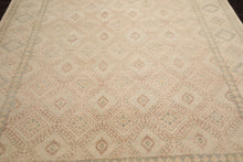 LoomBloom Multi Size Beige Hand Knotted Oushak Transitional GeometricStone Wash Wool Oriental Area Rug