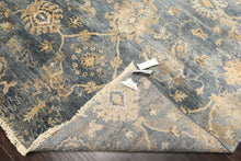 6x9 Slate, Blue, Beige Color Hand Knotted Oushak Wool Transitional Oriental Rug