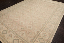 10x14 Beige Tan Sage Color Hand Knotted Geometric Wool Transitional Oriental Rug