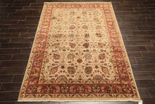 6x9 Tan, Maroon, Gold Color Hand Knotted Kashan Wool & Silk Traditional Oriental Rug