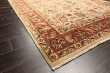 6x9 Tan, Maroon, Gold Color Hand Knotted Kashan Wool & Silk Traditional Oriental Rug