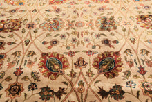 6x9 Tan, Maroon, Gold Color Hand Knotted Kashan Wool & Silk Traditional Oriental Rug