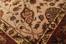 6x9 Tan, Maroon, Gold Color Hand Knotted Kashan Wool & Silk Traditional Oriental Rug