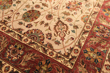 6x9 Tan, Maroon, Gold Color Hand Knotted Kashan Wool & Silk Traditional Oriental Rug
