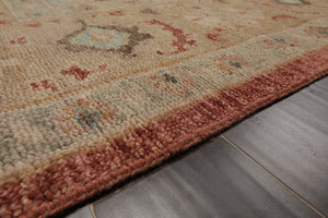 10x14 Rust Moss Beige Color Hand Knotted  Wool Traditional Oriental Rug