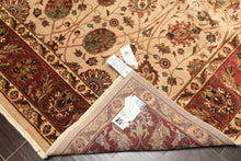 6x9 Tan, Maroon, Gold Color Hand Knotted Kashan Wool & Silk Traditional Oriental Rug